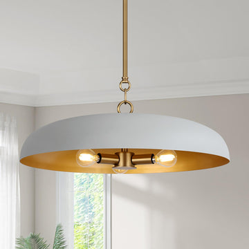 20 Inch Oversized Large Pendant Lights, 3-Lights Gray and Gold Modern Dome Chandelier, Nordic Metal Pendant Lighting