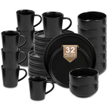 Plates and Bowls Sets, 32 Pieces Ceramic Dinnerware Set for 8, Stoneware Dishware Dishes Set, Scratch Resistant