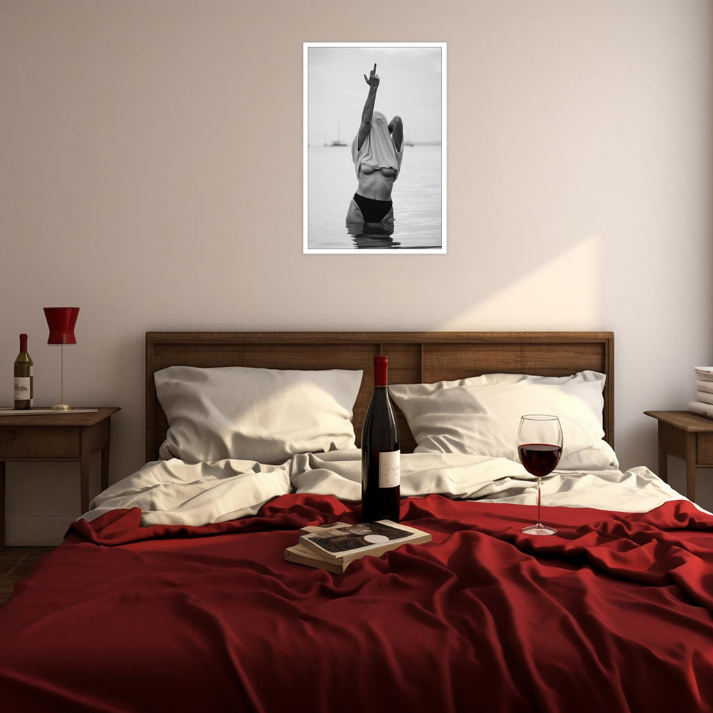 Retro Feminist Middle Finger Posters Black And White Canvas Wall Art Trendy Photography Photo Art Print Sexy woman