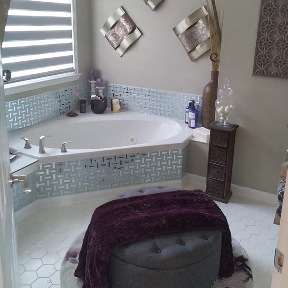 Crystal Diamond Mirror Mosaic Tile Brick Glass Mosaic Tile Backsplash Bathroom Wall (6 Sheets, Silver Brick Flat