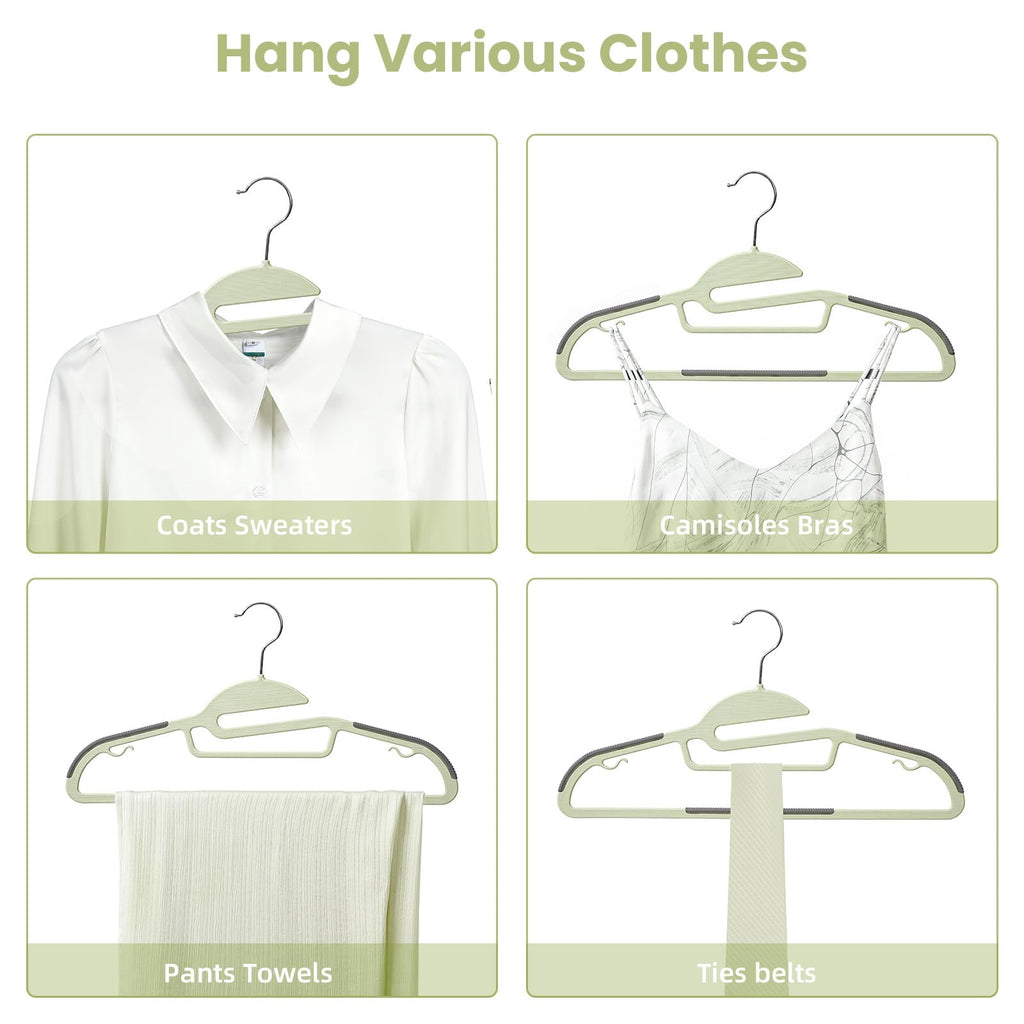 Plastic Hangers 50 Pack with Non-Slip Design, 0.2 Inches Thick, 360°Swivel Hook Space Saving Organizer