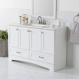 Spring Mill Cabinets Emlyn 48 Inch Bathroom Vanity with White Single Sink Top, 3 Cabinets, 2 Shelves, 2 Drawers