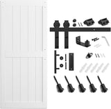 36 x 84 inch White Sliding MDF Barn Door with 6.6FT Black Sliding Door Hardware Kit & Handle, Pre-Dr