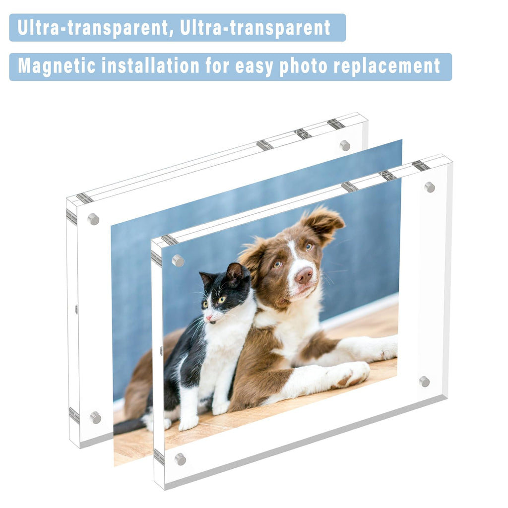 Acrylic Frame, 3 Pack 5x5 Acrylic Picture Frames, 20mm Thicker Frameless Clear Frame Double Sided Magnetic Frame