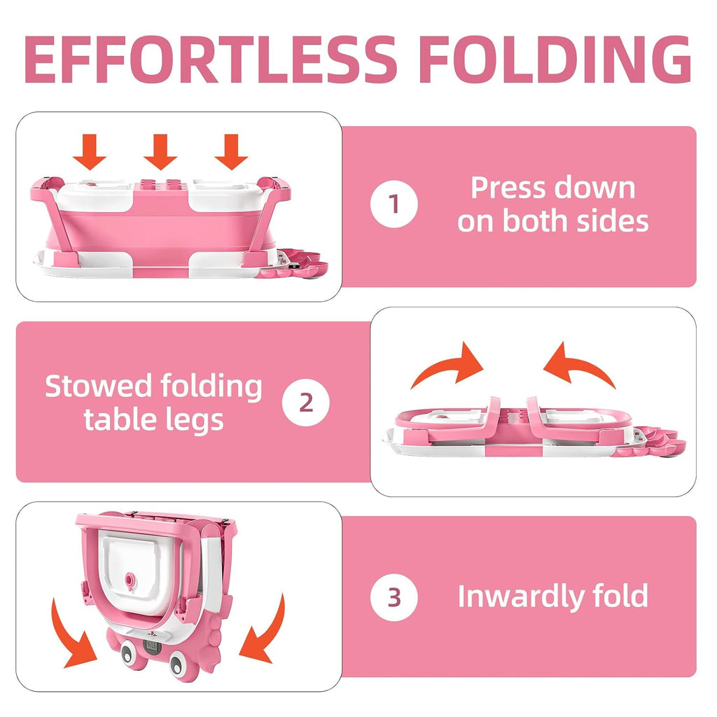 Collapsible Baby Bathtub for Newborns to Toddler with Real-time Temp Monitor & Floating Cushion,Portable Travel Tub
