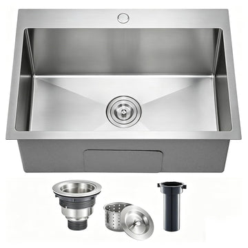 25 Inch Drop In - 11 Gauge Stainless Steel Single Bowl 25x22 Top Mount