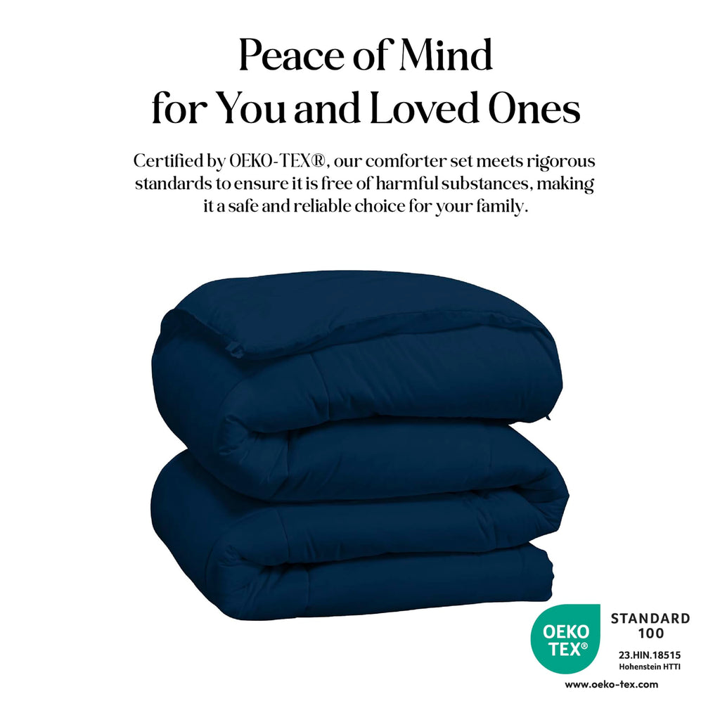 Microfiber Queen Comforter, Duvet Insert, 88x88 Inches, Navy
