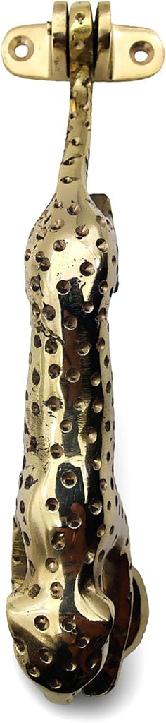 Decorative Brass Leopard Door Knocker, Gold Finish, Animal Design Door Hardware