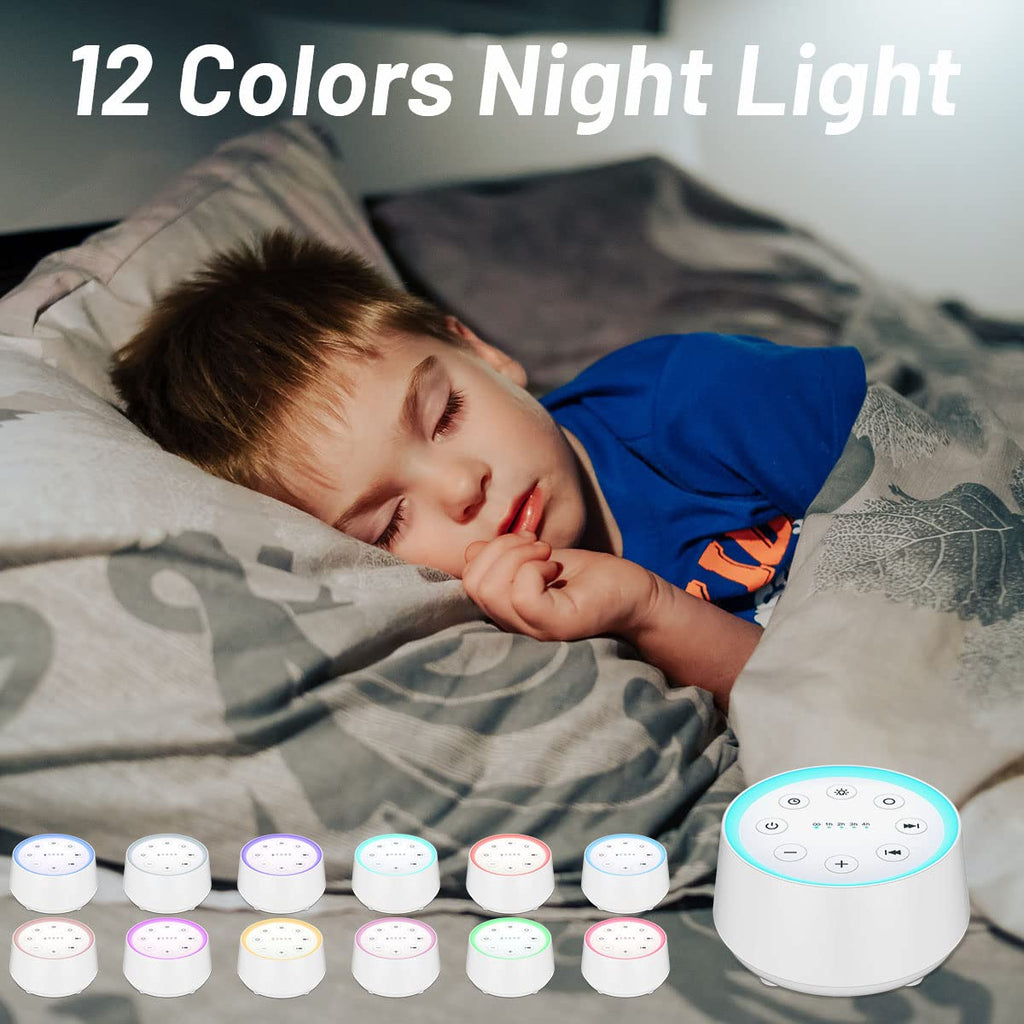 Sleep Sound Machine White Noise Machines with 30 Sounds, 12 Adjustable Night Light 10 Adjustment Brightness 32 Levels of