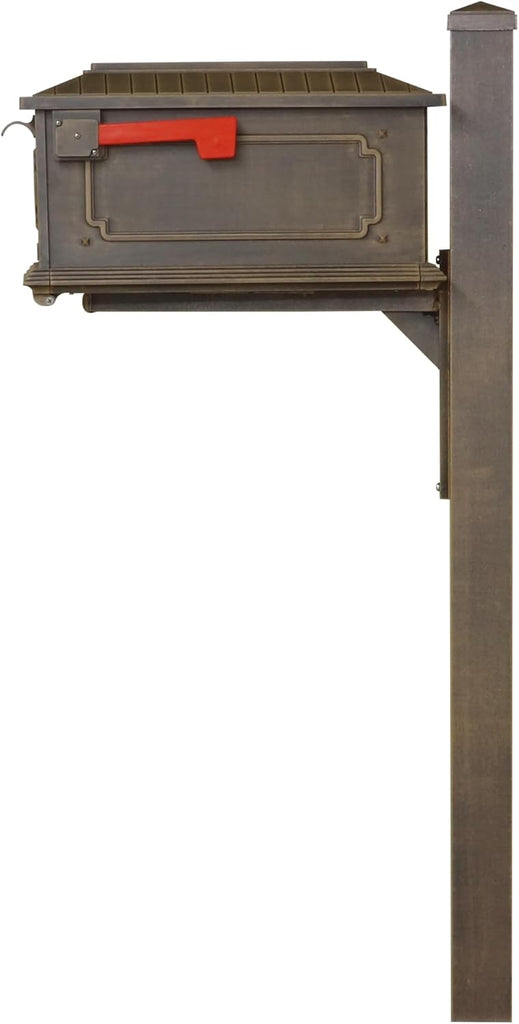 Kingston Curbside Mailbox with Wellington Post - Copper Aluminum Mailbox with Post