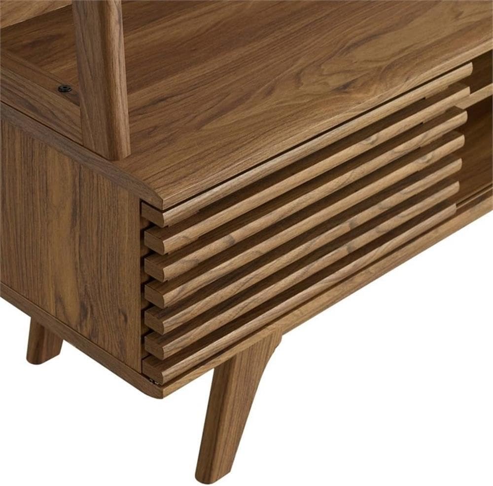 Render Mid-Century Modern TV Stand Entertainment Center, 70", Walnut