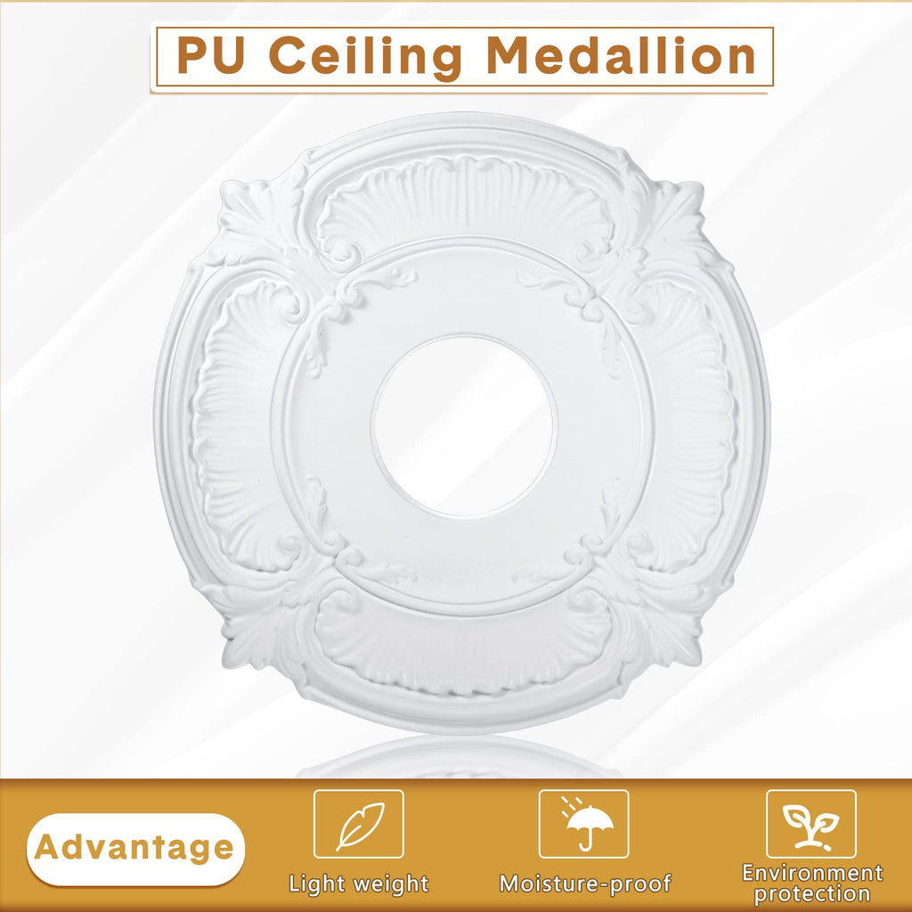 2pcs Ceiling Medallion for Light Fixtures Chandeliers,White,Classic