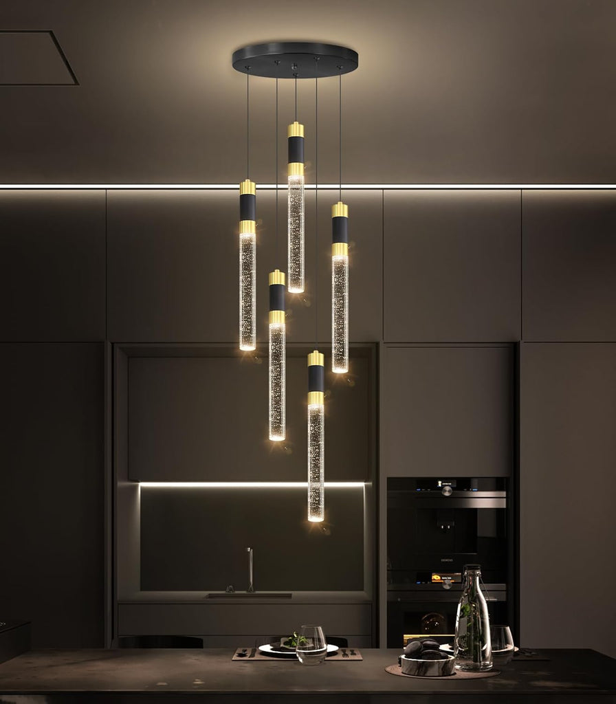 5-Lights Chandelier Kitchen Island LED Pendant Lights Dimming Lighting Modern Crystal Adjustable Hanging Light A100-B0D78KRQ67