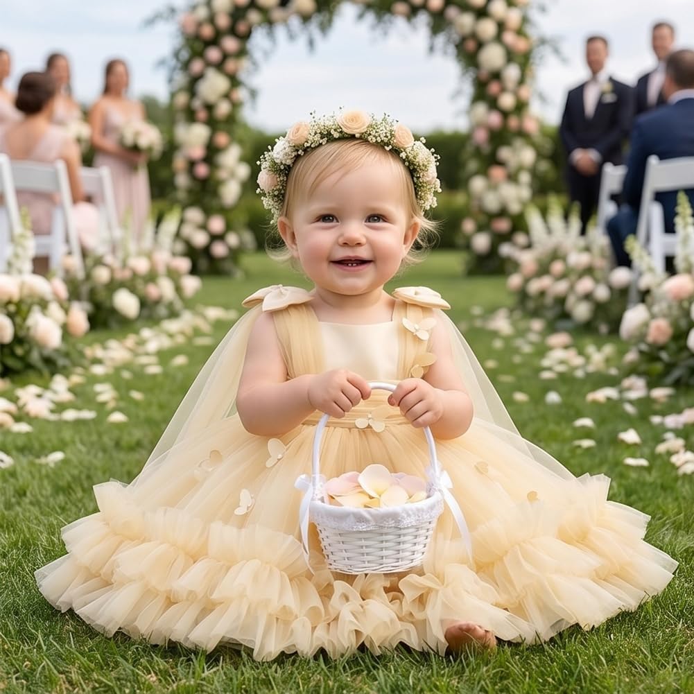 Flower Girl Dress for Toddler Baby Girls Flower Tulle Tutu Dress Infant Formal Pageant Princess Party Birthday Dresses