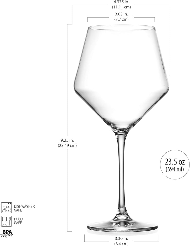 Wine Glasses,White Red Wine Large Glasses Set of 4, Lead-Free Premium Glass,Hand Blown Italian Style Burgundy Long