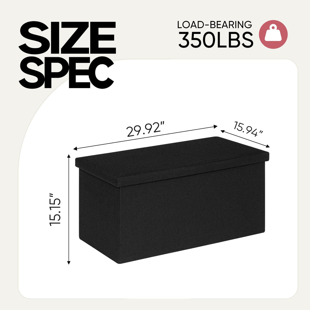 30 Inches Storage Ottoman Bench, Folding Ottoman with Storage