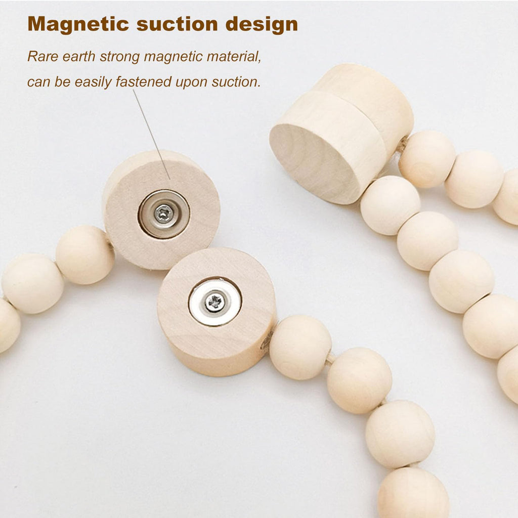 Wooden Beaded Curtain Tiebacks, Tassel Curtain Buckles Magnetic Curtain Buckles, Rainbow Tassel Curtain - 2 Pieces