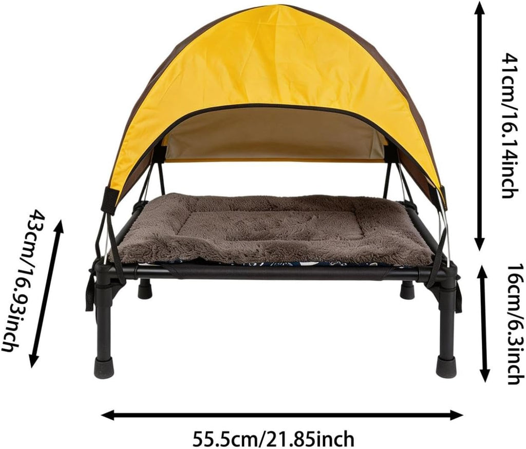 Outdoor Dog Bed with Canopy, Pet Chair with Removable Shade, Portable Pet Bed with Umbrella Water Resistant