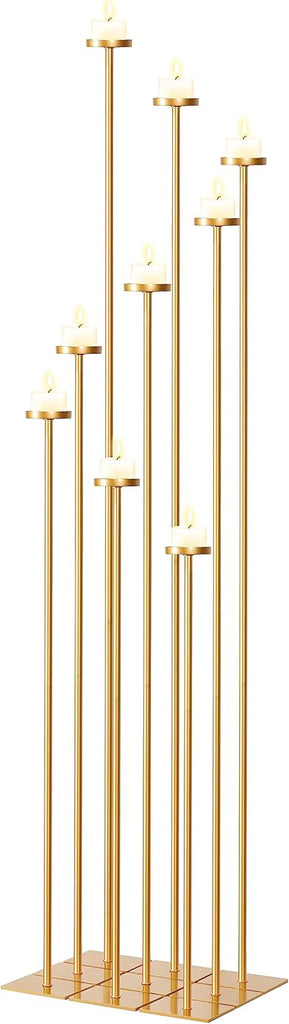 60'' Floor Candelabra Holder for 9 Arm Candlesticks,Tall Candle Holders, Gold Metal Candle Stick Holders for Pillar