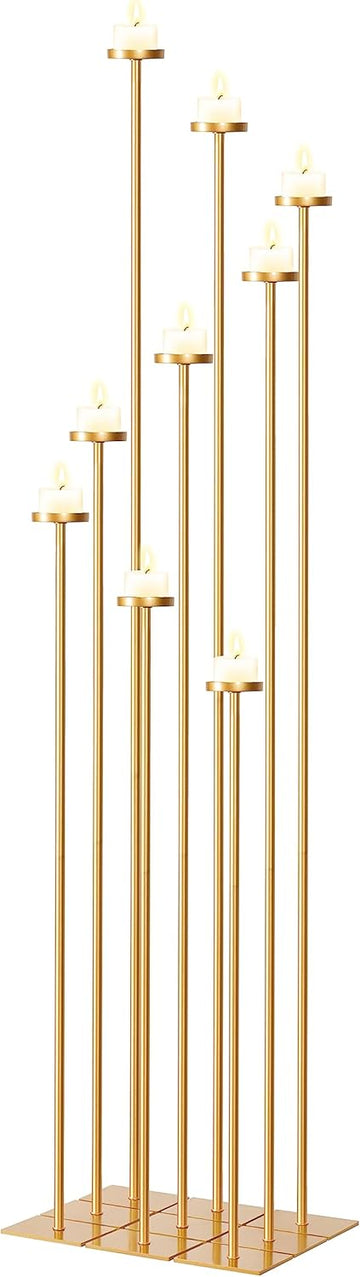 60'' Floor Candelabra Holder for 9 Arm Candlesticks,Tall Candle Holders, Gold Metal Candle Stick Holders for Pillar