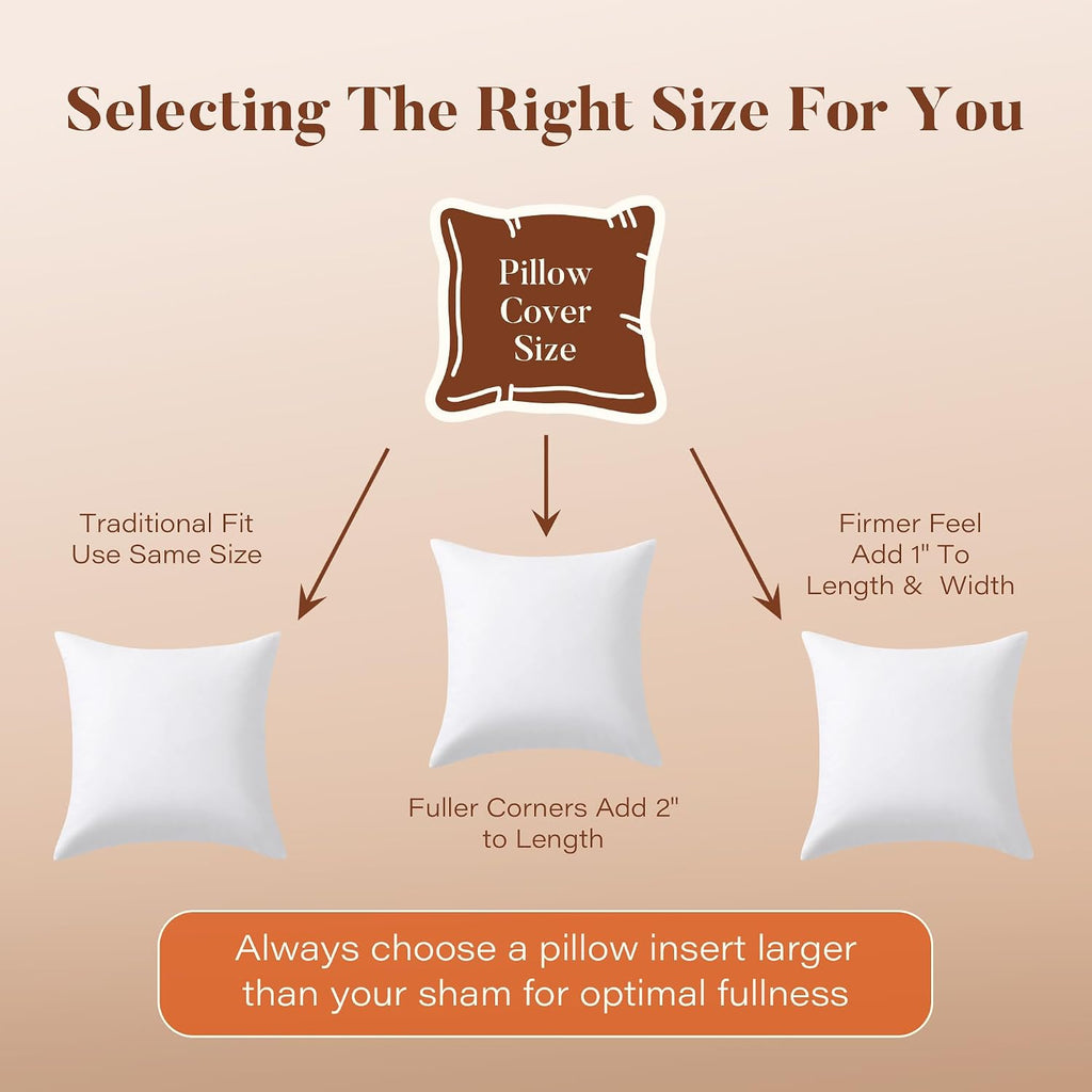 22x22 Feather Down Pillow Inserts, 100% Cotton Cover - Set of 2