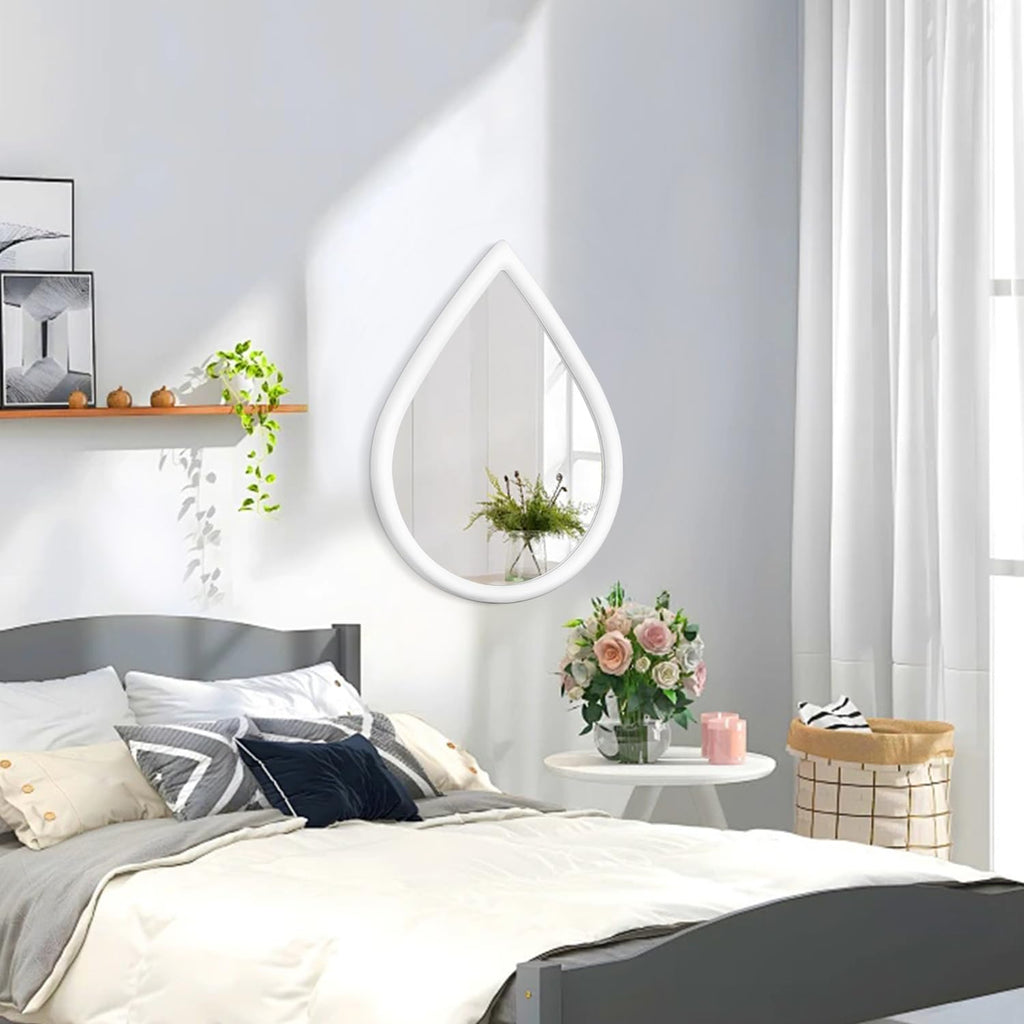 White Wall Mirrors Decorative Wood Framed Irregular Bathroom Vanity Mirror Unique Artistic Mirrors Living Room