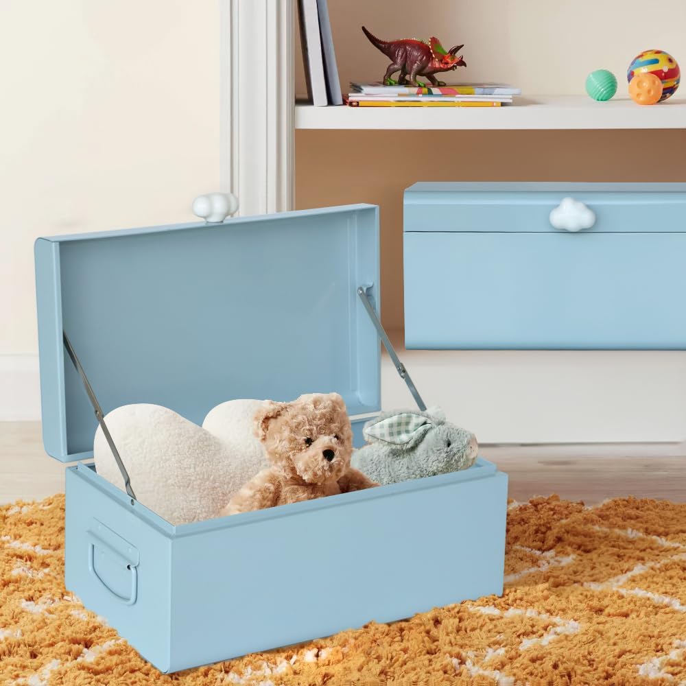 Large Decorative Box Metal Keepsake Trunk with Cloud-shaped Decorative Clasp for Reception,Wedding,Baby & - Set of 2