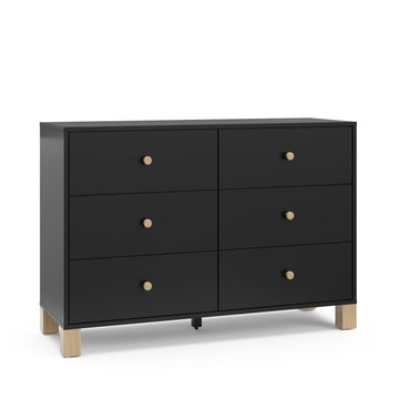 California 6-Drawer Double Dresser, Black with Driftwood
