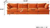 Modular Sectional Couches for Living Room, 162" Deep 4 Seater Sectional Sofa, Cushion Covers Removable, Two Corners and Two Middle, Sofas Furniture for Living Room, Orange A124-B0F1JLLSN6