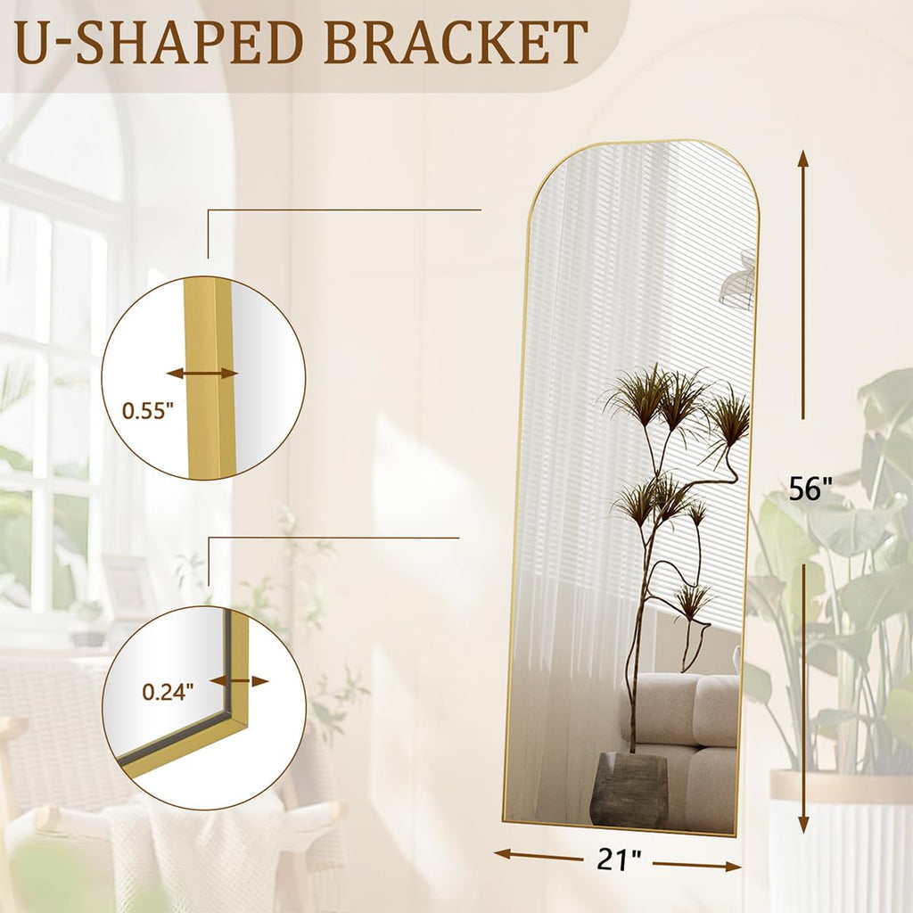 Full Length Mirror, 56"x21" Mirror Full Length with Stand