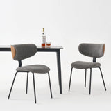 Modern Dining Chairs Set of 4, Upholstered Dining Room Chairs with Curved Backrest and Metal Legs for Kitchen or Dining Room, Black