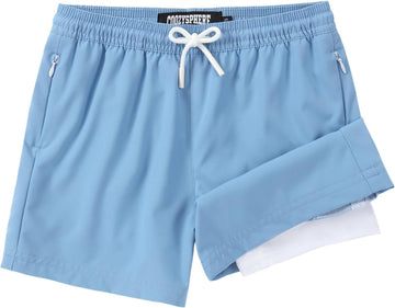 Boys Swim Trunks with Compression Liner Bathing Suit Swimming Shorts
