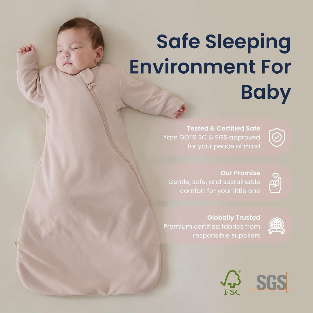 KaiyaBaby Organic Cotton Baby Sleep Sack, Long Sleeve 1.0 TOG