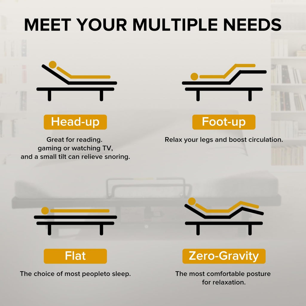 Adjustable Bed Frame King Size for Seniors, with German Motor