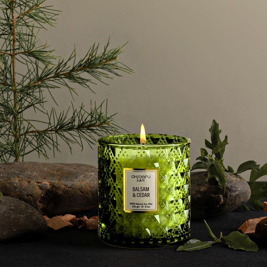 Balsam & Cedar Scented Candle Christmas Candles Gift, Christmas Festival Gifts, Large Luxury Scented Soy Jar Candles