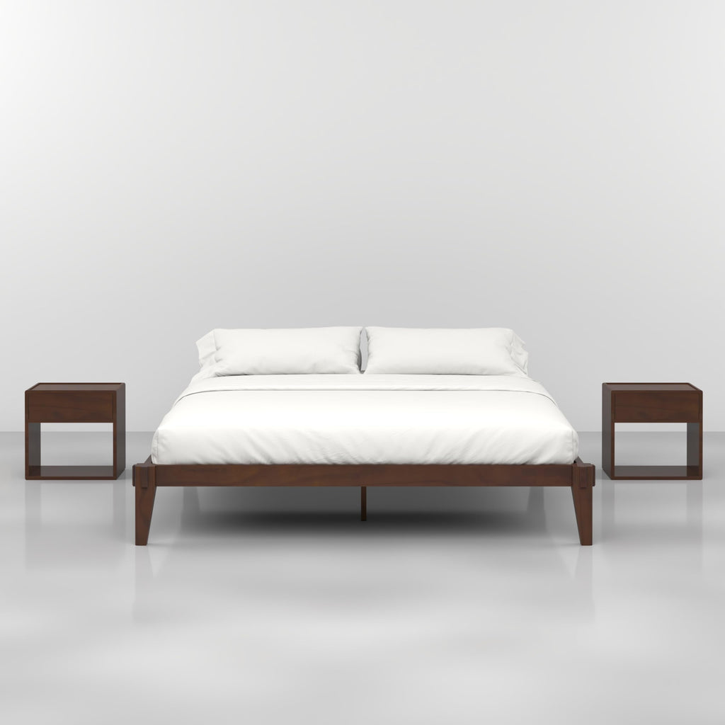 Chalipa 14" Solid Wood King Bedframe, Japanese Joinery, Walnut