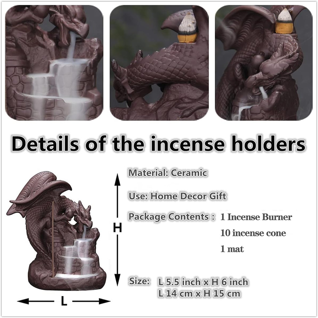 Fly Dragon Backflow Incense Burner Handmade Waterfall Incense Holders Home Decor Gift Statue Ornaments