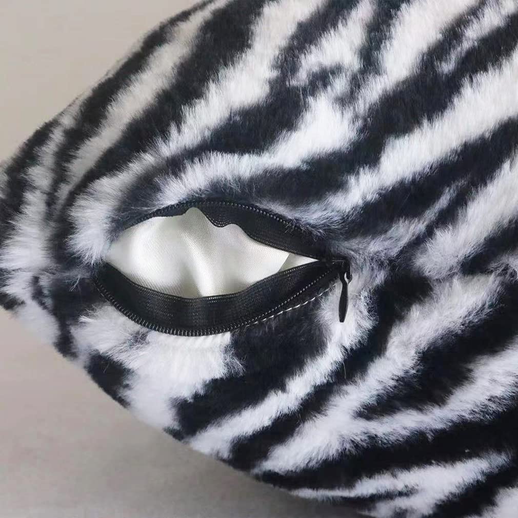 Square Stripe Pillow Cover Faux Fur Zebra Throw Pillows 20x20 Black White