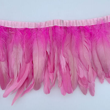 Rooster Hackle Feather Fringe Trim 8-10inch in Width for DIY Sewing Craft Decoration Pack of 1 Yard (Pink)