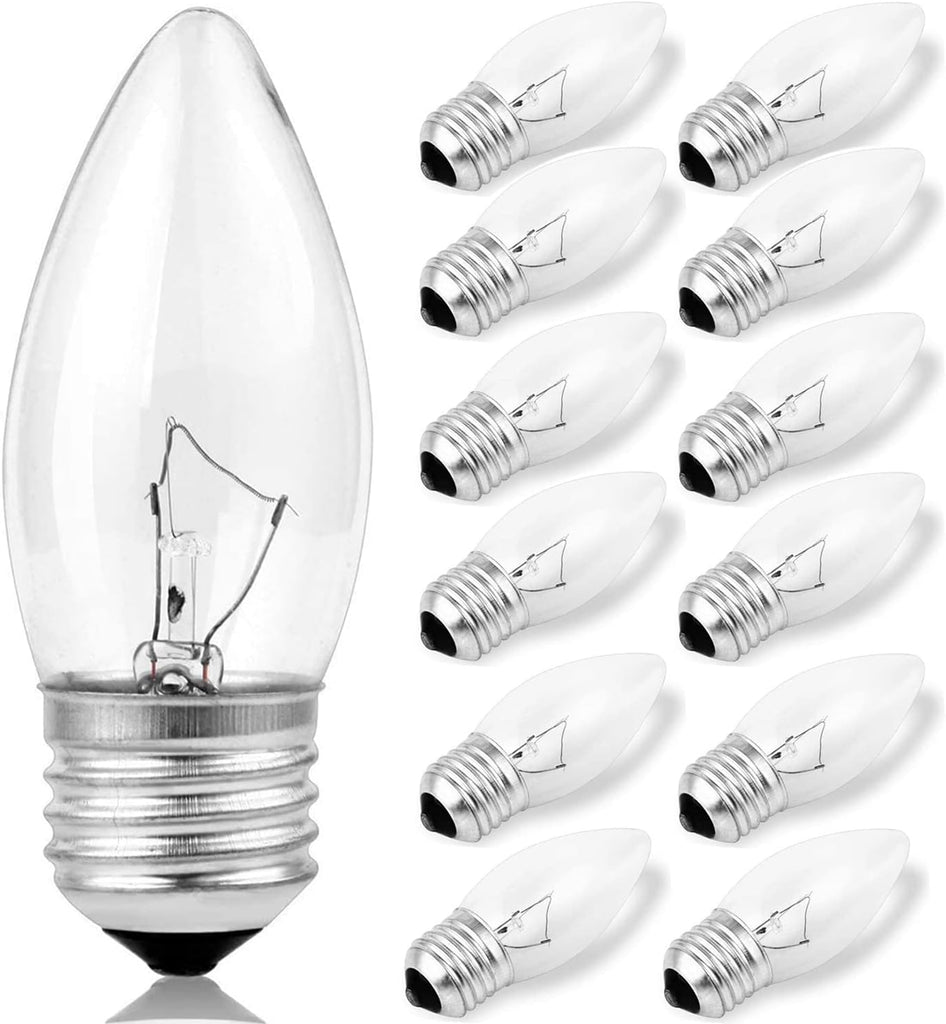40W Incandescent Torpedo Tip Chandelier with Crystal Clear Incandescent Light Bulbs,Flame Tip Light Bulbs, CFL, LED &
