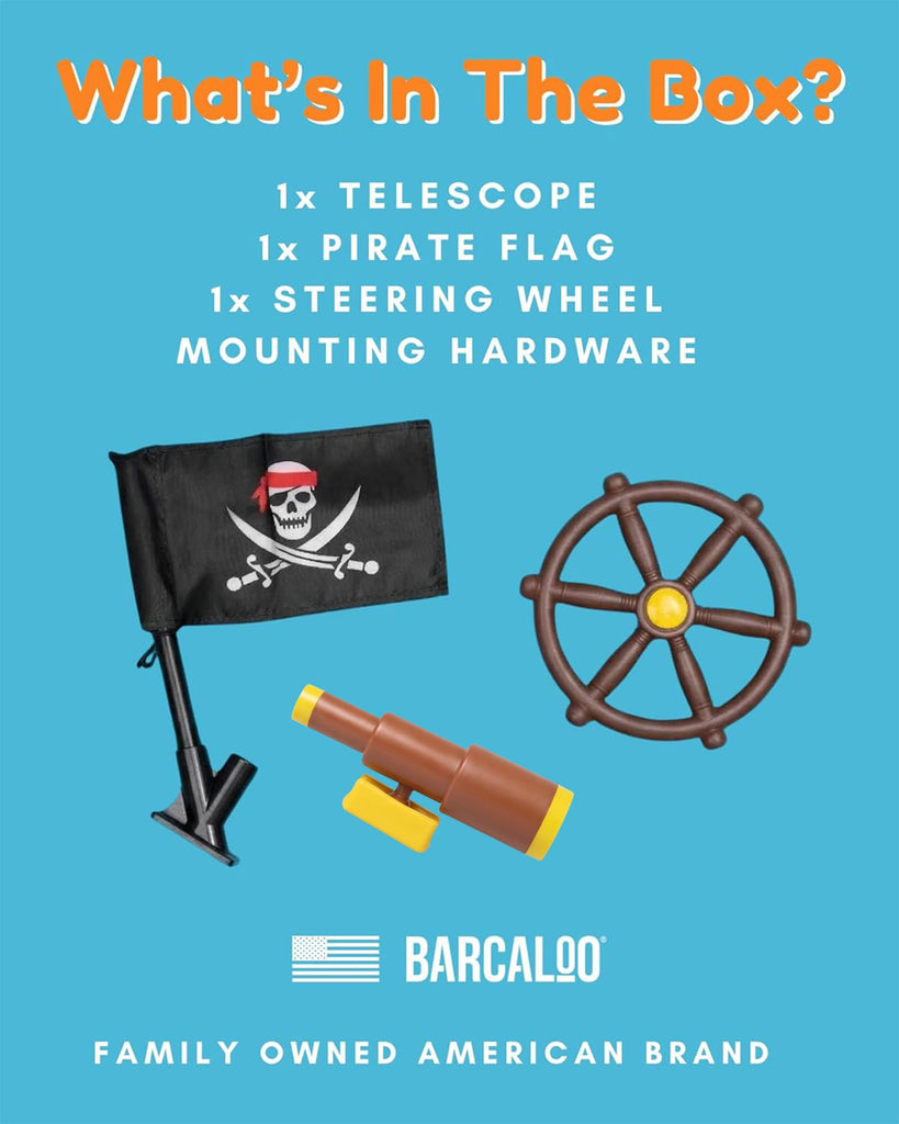 Pirate Playground Bundle - Telescope, Wheel & Flags, Jungle Gym