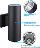 Modern Outdoor Cylinder Wall Lights 12", Up and Down Porch Patio Lights, Matte Black Waterproof Wall Sconce, Aluminum