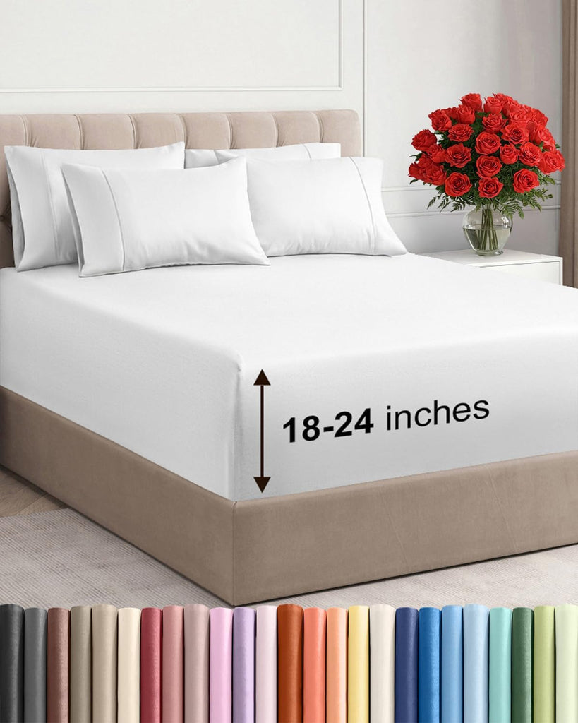 Extra Deep King Sheet Set - 6 Piece Breathable and Cooling Sheets - Hotel Luxury Bedding for Women, Men, Kids & Teens