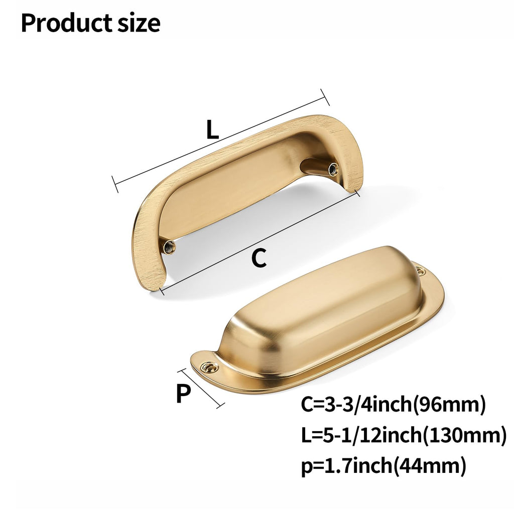 10 Pack 3-3/4"(96mm) Hole Center Retro Brass Drawer Pulls Champagne Bronze Cabinet Bin Cup Pulls Bathroom Hardware