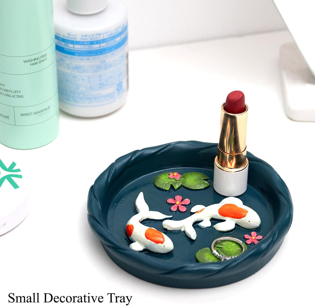 Koi Fish Ring Dish, Decorative Jewelry Tray & Key Bowl