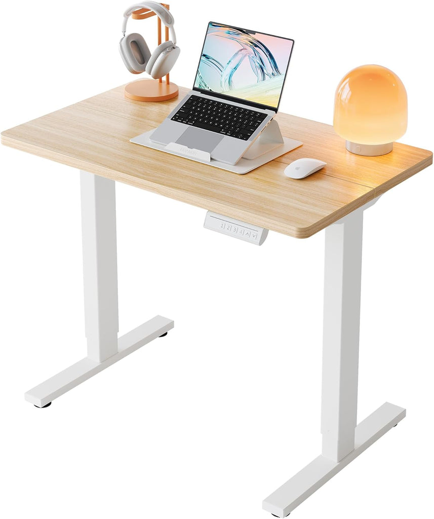 32" Small Electric Standing Desk Adjustable Height, 4 Memory Height Settings, Sit Stand Up Desk & Computer Workstation
