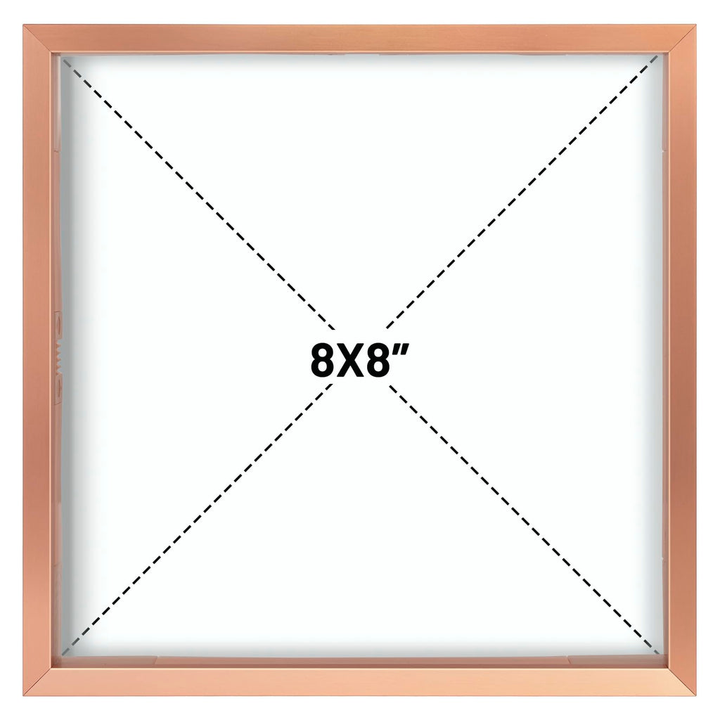 8x8 Rose Gold Aluminum Floating Picture Frame Real Glass