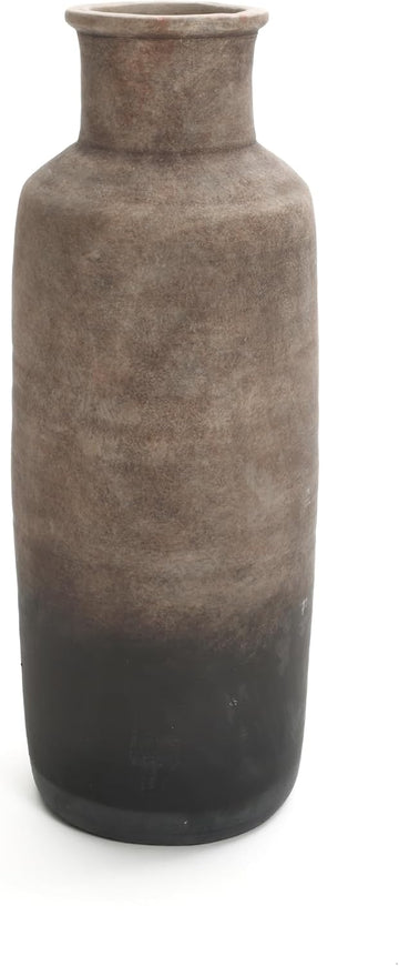 LuxenHome Ceramic Floor Vase, 19-Inch Brown Ombre Terracotta Vases | Rustic Pottery Vases, Large Vase Decor