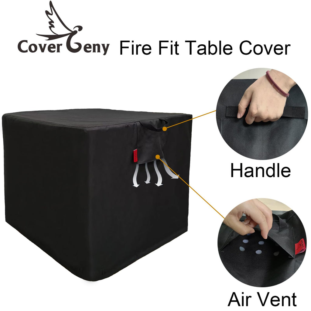 Outdoor Waterproof Patio Durable Fire Pits Cover, Fits for Ciays, Yaheetech, OutVue Square Gas Fire Table, 600D Heavy