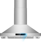 36 Inch Stainless Steel Wall Mount Range Hood 1200 CFM 4 Speed Gesture & Touch Control, LED Lights Dishwasher-Safe Baffle Filters, Ducted Timer